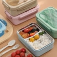 thumbnail image 1 of 1200ML Lunch Containers for Adults, LeakProof Lunch Box with Utensils, BPA Free, 3 Compartment Bento Box Microwave Safe, 1 of 7