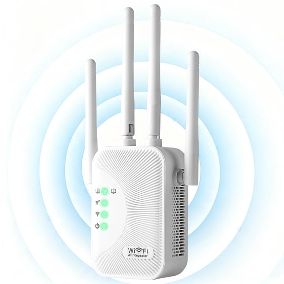 1200Mbps WiFi Extender Dual Band 2.4GHz 5GHz WiFi Repeater Signal Booster with 4 Antennas Ethernet Port, Up to 12880 Sq.ft Coverage Wireless Internet Range Extender Supports 105 Devices for Home
