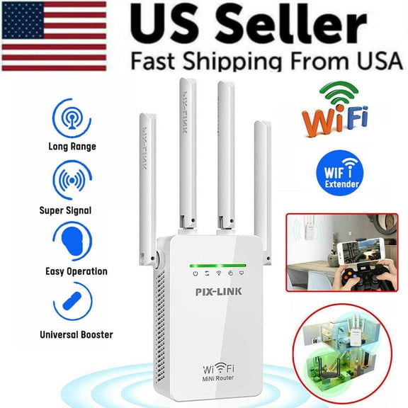 1200Mbps WiFi Range Extender - Dual Band Repeater, Wireless Amplifier & Router Signal Booster for Stronger, Wider Coverage