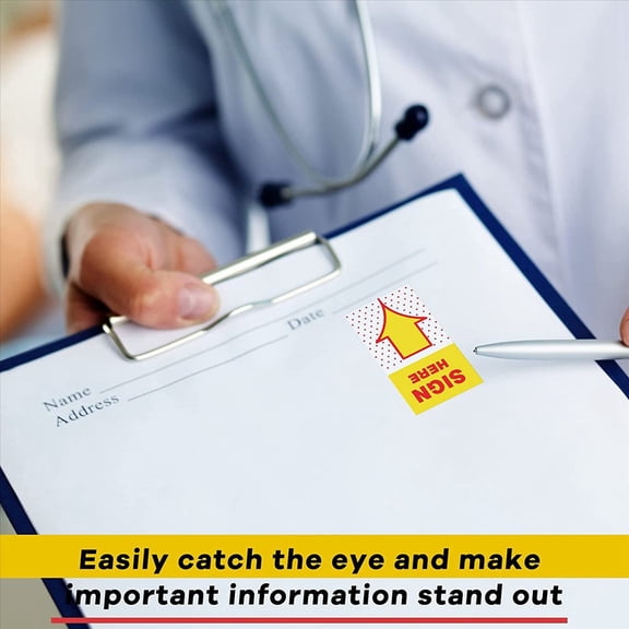 1200PCS Sign Here Tabs Sign Here Sign Here Stickers Sign Here Flags with Dispenser Arrows Flag, 1 Inch (Yellow)