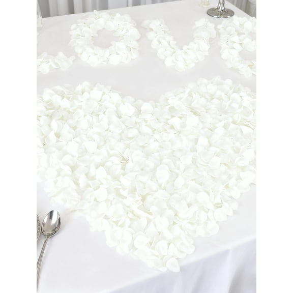 1200PCS White Rose Flower Petals, 1.8" Realistic Petals for Wedding Decoration, Romantic Flower Petals for Valentine's Day, Party Table Decor, Proposal, Photography