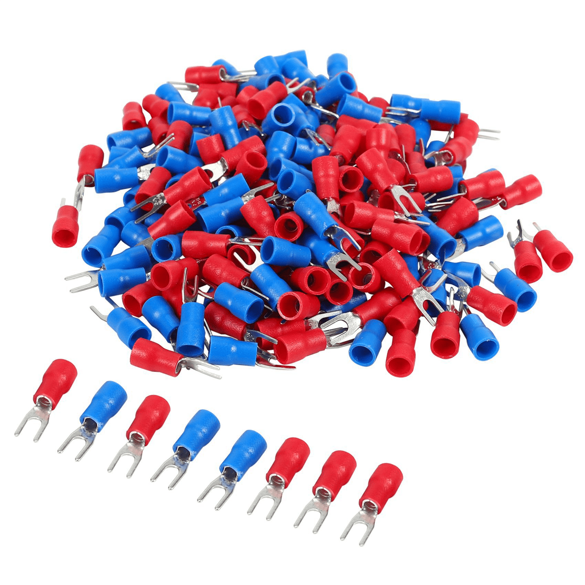 1200Pcs 16-14 AWG Red Blue Wire Connector Insulated Fork Terminal 4,1200 x fork Spade terminal(Red and blue each 600)