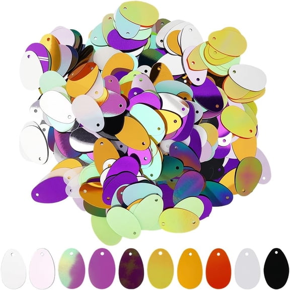 1200Pcs 20mm Colorful Sequins Large Sequin Paillettes Pack Big Flat Oval Shape Glitters Loose Sewing Ornaments Spangles for DIY Crafts Diy Wedding Party Favor Jewelry Making Supplies Adult