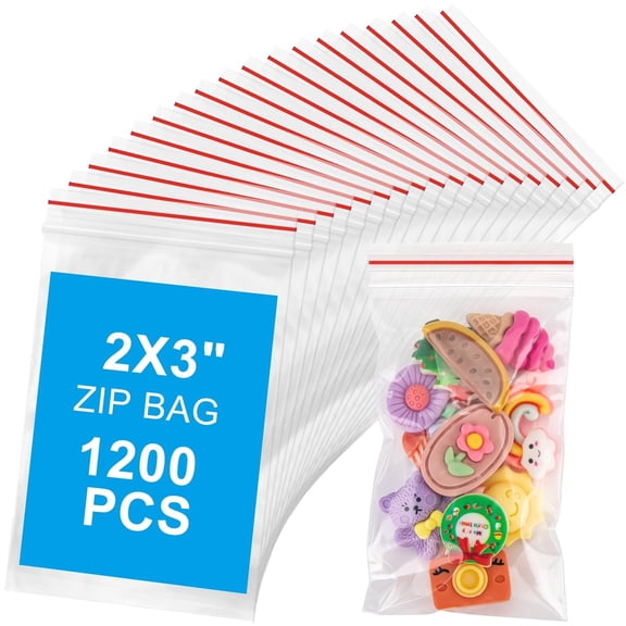 1200Pcs 3x3 Inch Mini Plastic Bags, Resealable Small Zip Baggies for Small Business, Storage, Gifts, Candy, Screws, Jewelry, Daily Pills