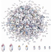 1200Pcs 4 Sizes AB Horse Eye Rhinestones Glitter Gems Flat Back Marquise Rhinestones Horse Eye Shaped Gems