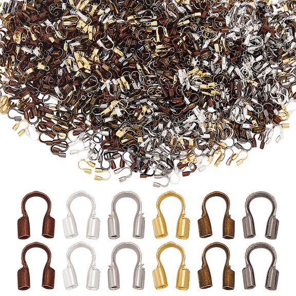 1200Pcs 6 Colors Brass Wire Guardians Cadmium Free & Lead Free Mixed Color 4.5x4x1mm Hole: 0.5mm 200pcs/color