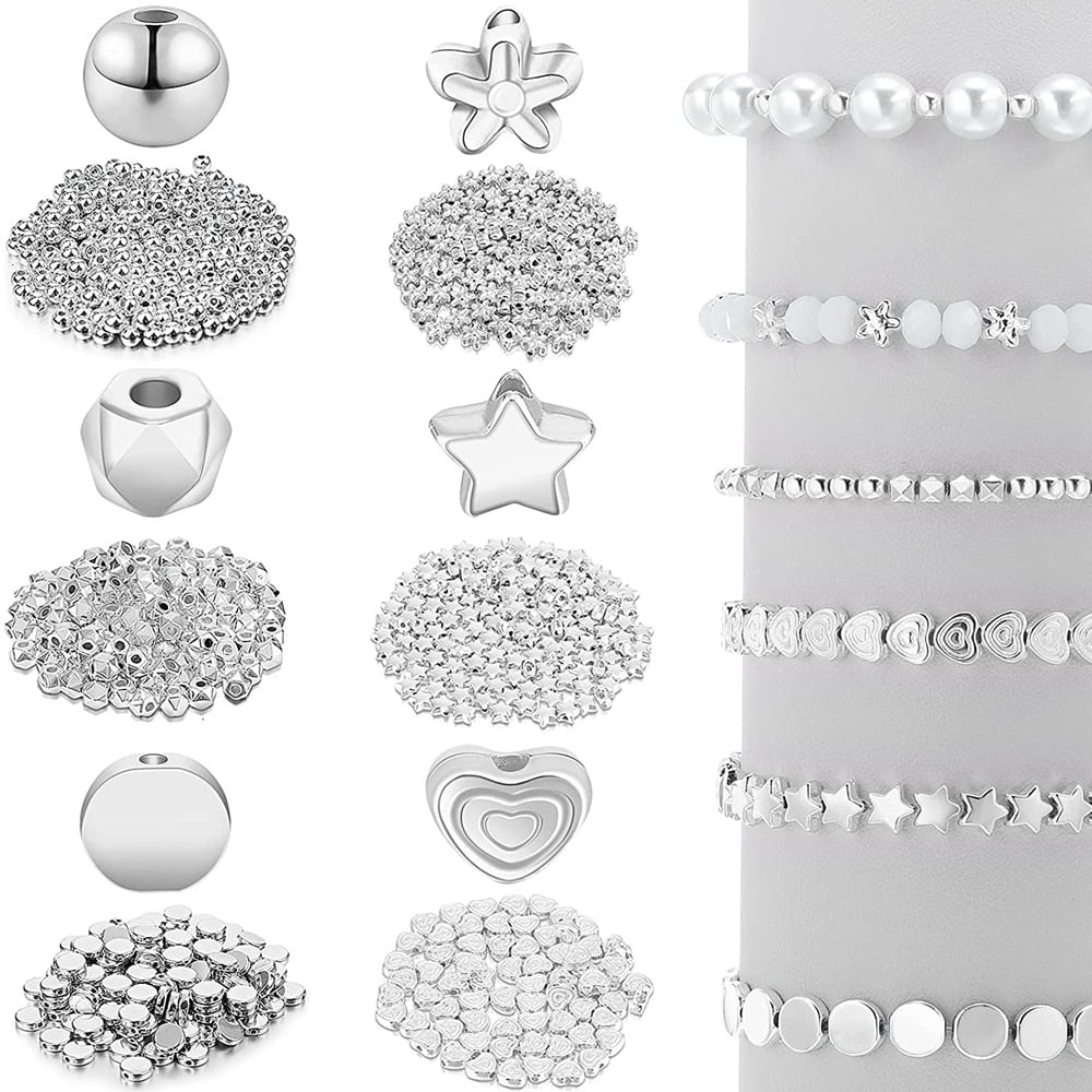 100 psc Silver Spacer Beads For Jewellery Making Different Styles