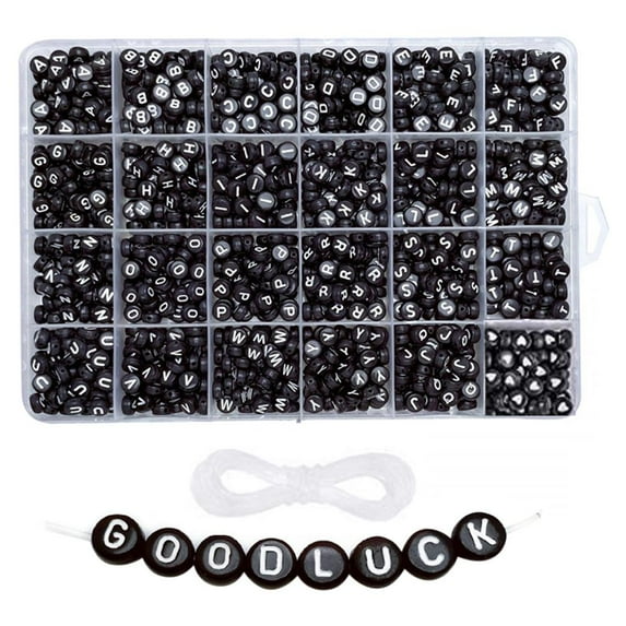 1200Pcs Acrylic Letter Beads Elastic Cord ,Heart Pattern Bead White letters