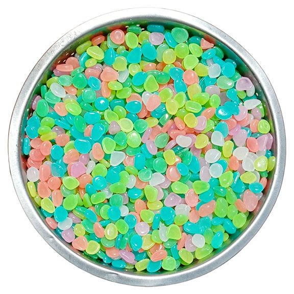 1200Pcs Colorful Glow-In-The-Dark Garden Stones,Night Guide Luminous Pebbles Rainbow Glow in The Dark Stepping Rocks Tank Aquarium Decoration