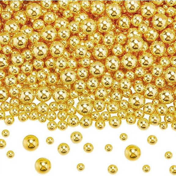 1200Pcs No Hole Pearls Vase Filler Beads Bulk Plastic Golden Highlight Round Art Imitation Makeup Pearl Loose Small Decorations Bead for Fillers Jewelry Making Nail DIY Crafts Supplies Gold 1set