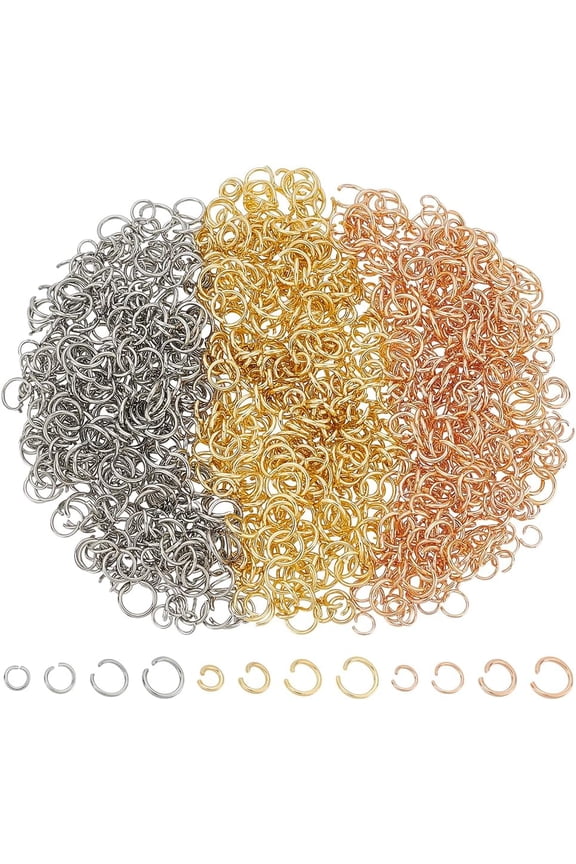 1200Pcs Open Jump Ring 12 Style 5/6/7/8mm Stainless Steel Connector Rings Bulk