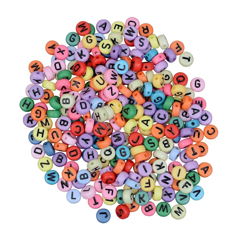 1200Pcs Round Acrylic Letter Beads Colorful Alphabet Beads Engraved ...