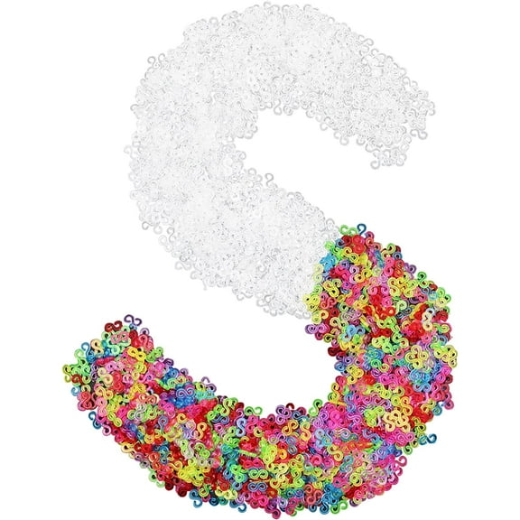 1200Pcs S Clips Rubber Band Clips, Trianu Connectors Rubber, Bracelet Making, DIY Handicrafts, Exquisite Gadgets, Transparent and Colorful