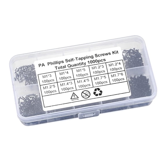 1200Pcs Small Screws Flat Head Cross Mini Self Tapping Screw Tiny Cabinet Electronic Screws for DIY Micro Woodworking
