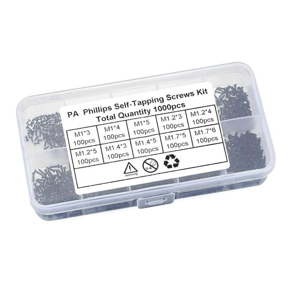 1200Pcs Small Tapping Screws Flat Head Screws Tiny Electronic Screws for Projects