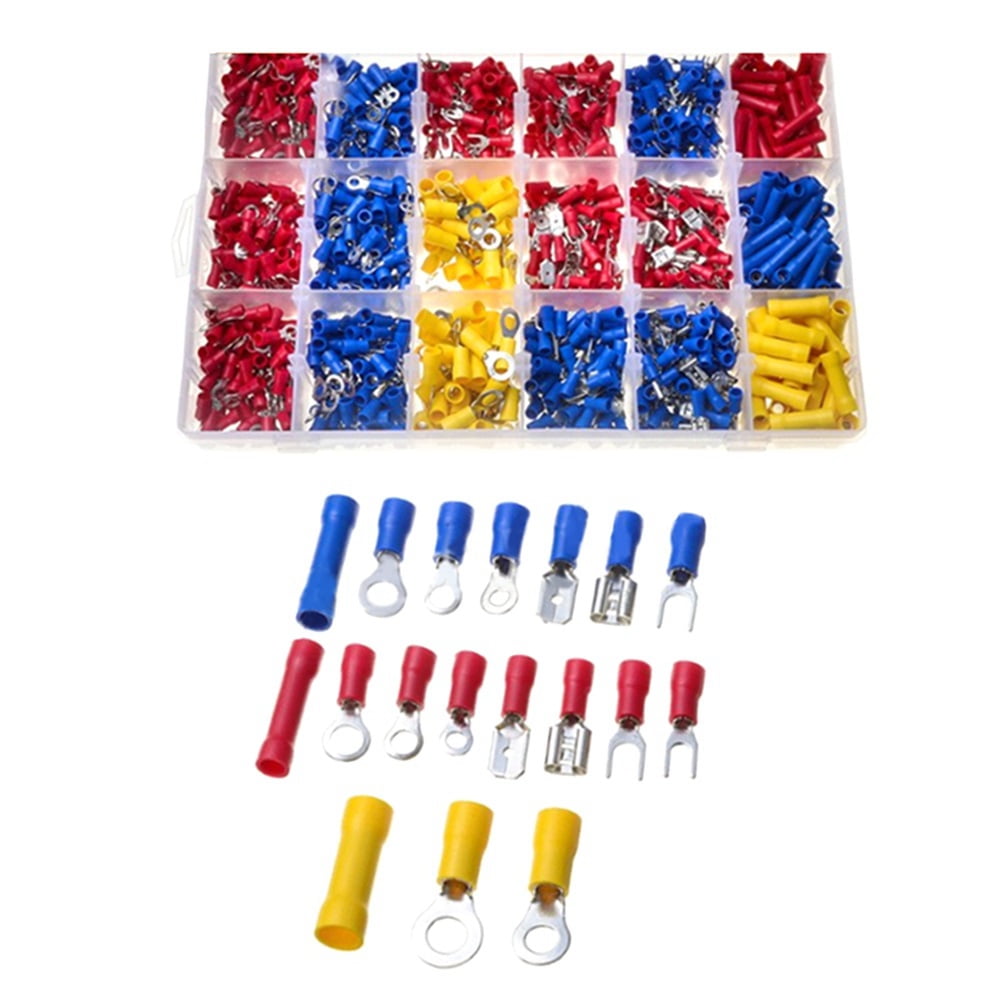 1200Pcs Wire Connector Insulated Electrical Wire Terminals Wire Crimp Connector Ring Spade Butt