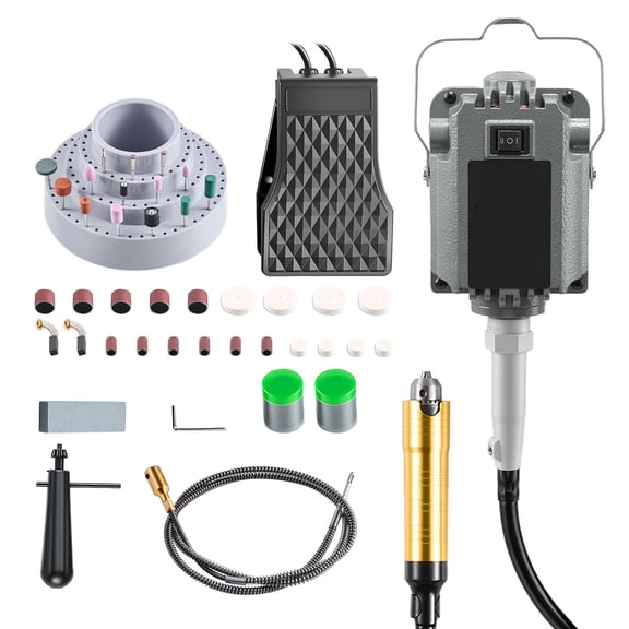 1200W 30000RPM Electric Flex Shaft Grinder Rotary Tool with Foot Pedal Control 112PCS Accessory Kit for Sanding Buffing Polishing Cutting