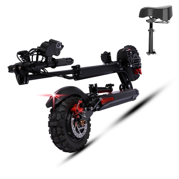 1200W Adult Electric Scooter, 48V/18Ah battery, max speed 34 mph, range 31 miles, equipped with 11-inch off-road tires, max weight capacity 440 lbs, foldable for storage, aluminum alloy frame.