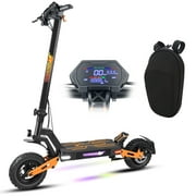1200W Brushless Motor Adult Electric Scooter, 48V 18AH, 11-inch off-road Tires, Front and Rear Disc Brakes + Shock Absorbers, Foldable, with Cool LED Ambient Light and Display