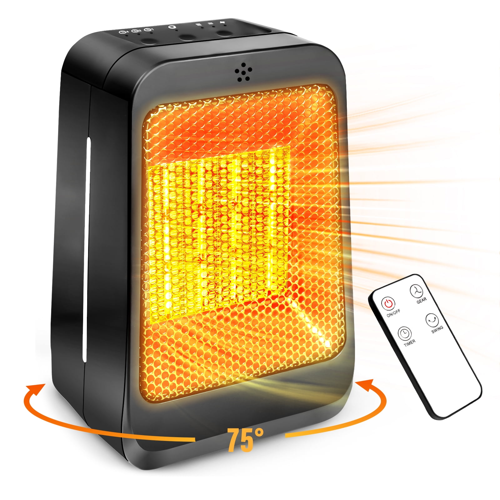 1200W Ceramics Electric Heater, PTC Ceramics heating, 3 Gear Adjustable Heater with Remote, Tip