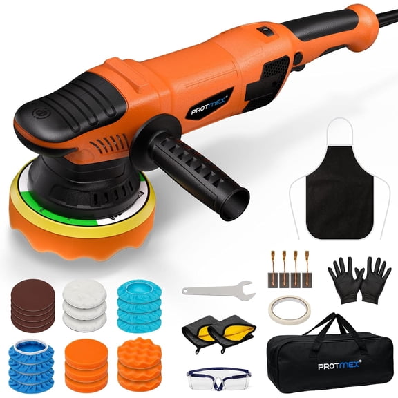 1200W Corded Dual Action Car Buffer Polisher 6 Inch 9mm Orbital DA Polisher 6 Variable Speed Constant Power Detachable Handle Buffing Machine for Car Detailing Waxing Scratch Removal