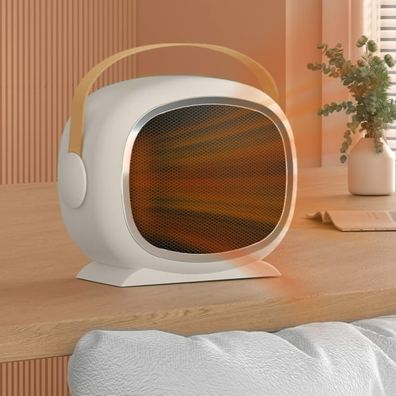 1200W Desktop Space Heater, 220V Portable Electric Heater Fan for Office Desk Bedroom, Heating with Overheat Protection, Energy Efficient Compact Heater, White