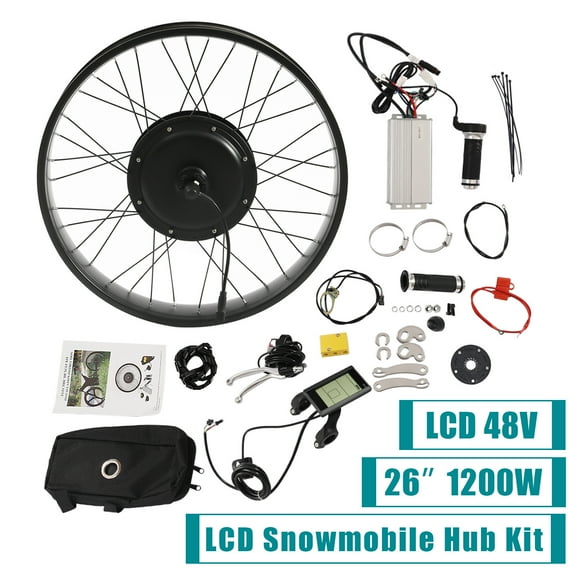 1200W E-Bike Conversion Kit, Waterproof, 480 RPM, 26" Fat Rear Wheel Hub Motor Kit for Electric Bike