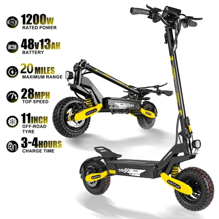 1200W Electric Scooter For Adults Top Speed 28MPH,20Miles Long Raneg,11'' Off-Road Tires Folding City commuting EScooter