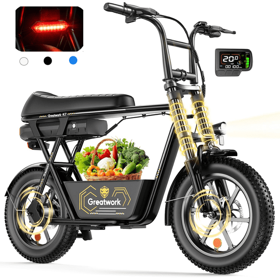 1200W Electric Scooter with Seat, Max 30Miles & 20Mph, 16" Fat Tire, Motorcycle Mini Bike with Basket for Adults Teens Pets & Cargo, UL 2272