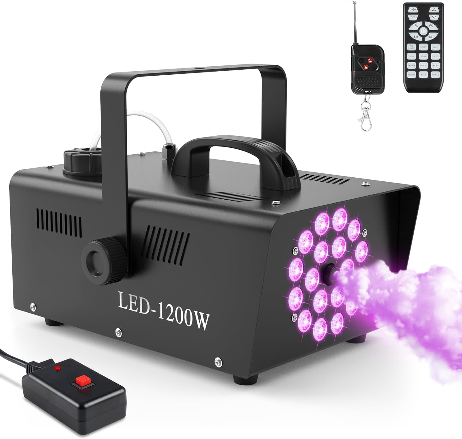 1200W Fog Machine, SQHQ Smoke Machine with 18LED Lights 6000CFM Fog ...