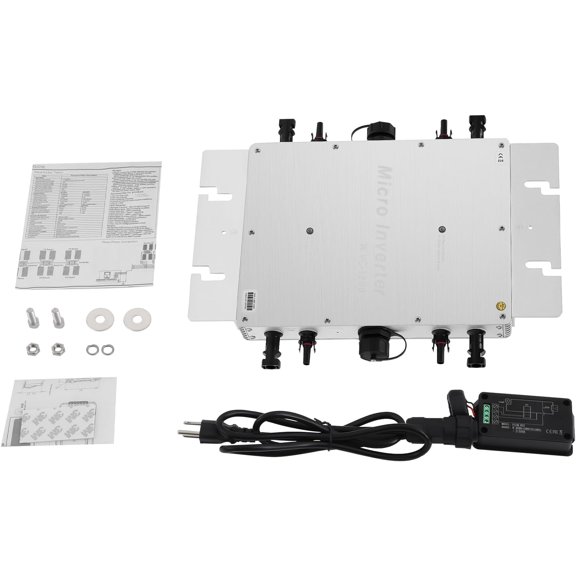 1200W Grid Tie Micro Inverter, 110V Solar Panel Smart Inverter, 32-bit DSP SPWM Control Six Protection Single-Phase Self-Cooling Micro Inverters w/Two Gaskets, LCD Display