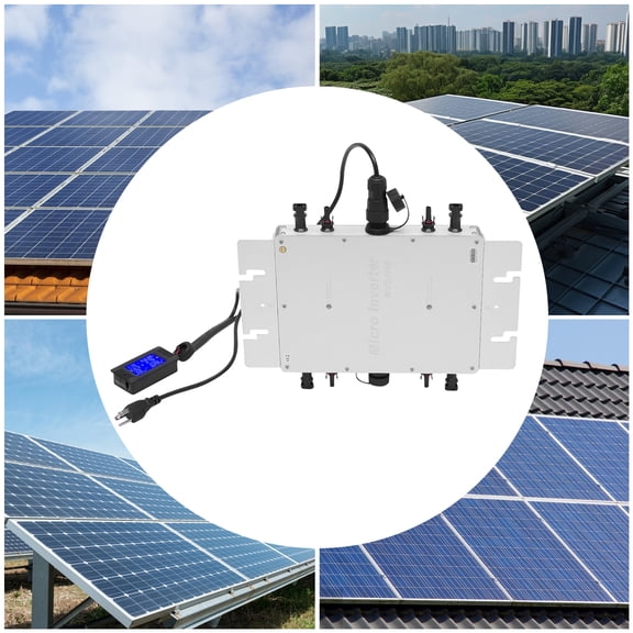 1200W Grid Tie Micro Inverter, MPPT Solar Inverter 110V Pure Sine Wave DC to AC with LCD Display, IP65 Waterproof for 30V/36V Solar Panels, Plug-in USA Standard for Home Solar Power System
