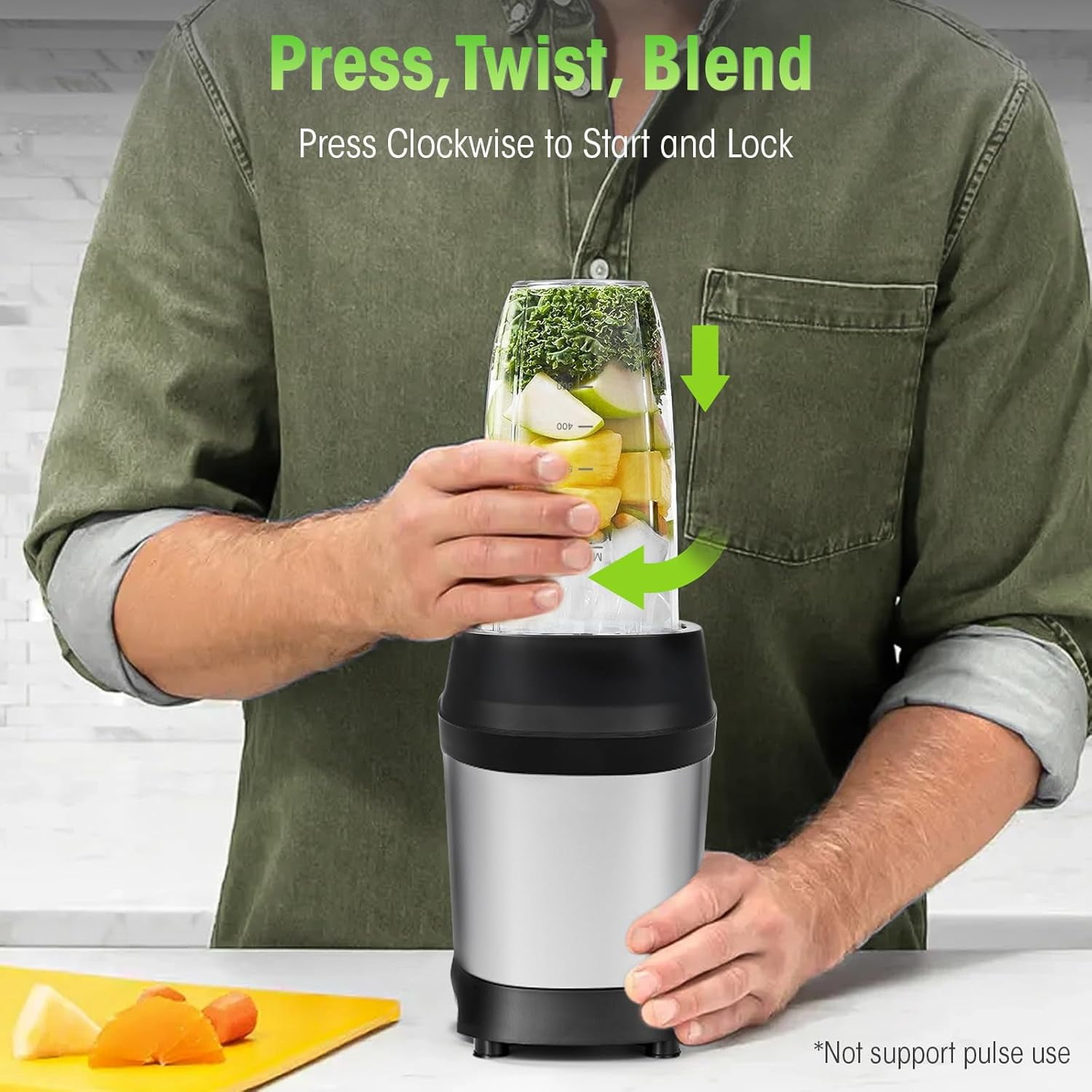 1200W High-Performance Blender with 2 6-Fin Blades, Ice Crushing Smoothie Blender for Home & Office