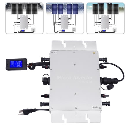 1200W Micro Inverter Solar Grid Tie Inverter IP65 DC to AC 110V Microinverter Output Pure Sine Wave Inverter with LCD Display, Digital Control for 30V/ 36V Solar Panels