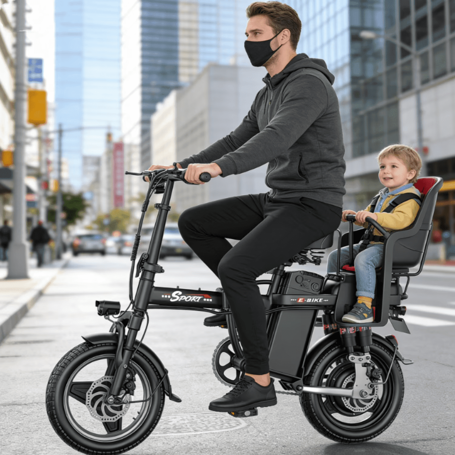 1200W Peak 650W Foldable Electric Bicycle, 48V 13Ah Commuting Electric Bike for Adults, 14" Portable Electric Bicycle with Multi Shock Absorber, UL2849