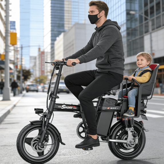 1200W Peak 650W Foldable Electric Bicycle, 48V 13Ah Commuting Electric Bike for Adults, 14" Portable Electric Bicycle with Multi Shock Absorber, UL2849