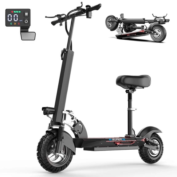 1200W Peak Dual Motor Electric Scooter with Seat, 48V 15AH 27 MPH,Up to 45+ Miles, UL2272 Certified Foldable Commuting E-Scooter Full Suspension