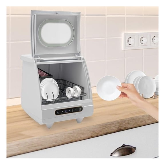 1200W Portable Countertop Dishwasher, Mini Dishwasher with 12 Spray Outlets & 360 Cleaning, 5 Wash Programs, Compact Dishwasher for Apartments RV Dorm, White