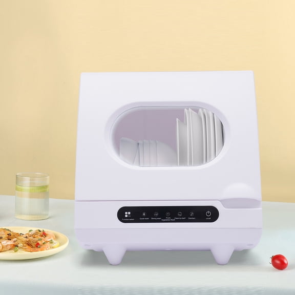 1200W Portable White Countertop Dishwasher Compact Dishwasher 5 Washing Programs