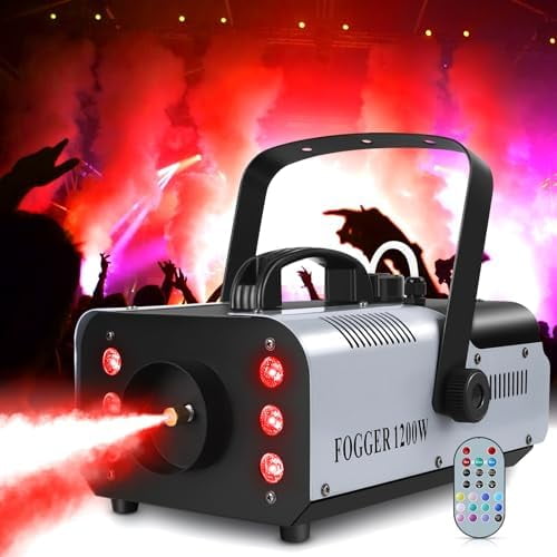 1200W RGB Fog Machine, 6 Colorful LED Lights for Smoke Machine Indoor/Outdoor Use, Perfect for Christmas Wedding Stage Effect DJ Disco Party Stage$$Sound & Recording