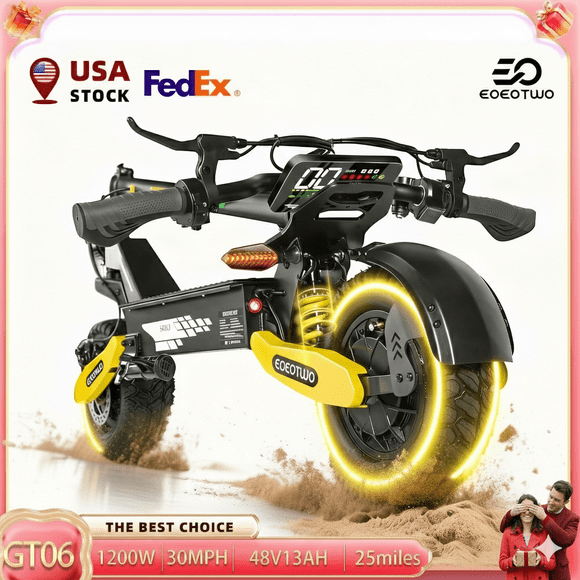 EOEOTWO Off Road Electric Scooter for Adults, 1200W High Power Motor, 30MPH & 25 Miles Range, 11" All-Terrain Tires, Foldable Commuter E-Scooter, 330lbs Capacity