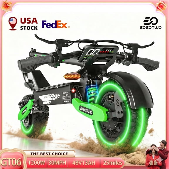 EOEOTWO 1200W Electric Scooter for Adults, 30MPH Fast Off Road E-Scooter, 25 Miles Long Range, 11" All-Terrain Tires, UL 2272 Certified, 330lbs Heavy Duty Load, Foldable Commuter Scooter