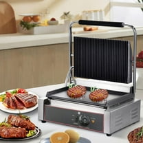 1200W Sandwich Press Maker, Grooved Top & Smooth Bottom Plates, Countertop Grill for Panini Grilled Cheese