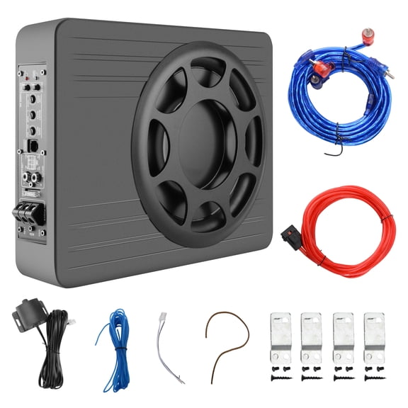 1200W Slim Under Seat Car Subwoofer  10" 12V Powered Sub with APP Control, Built-in Amp & Hi/Lo Input  Compatible with Car/Truck/SUV/Jeep/MPV