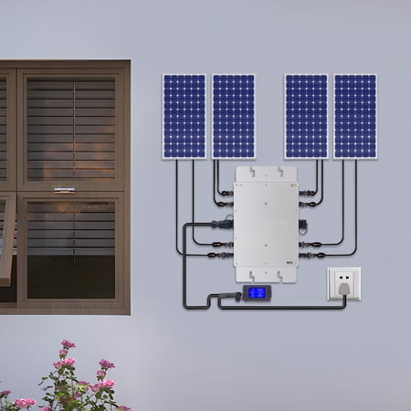 1200W Solar Grid Tie Micro Inverter, Waterproof IP65 Pure Sine Wave Inverter with AC Data Monitoring Display LCD Screen, Micro Inverters for 30V/36V Solar Panels