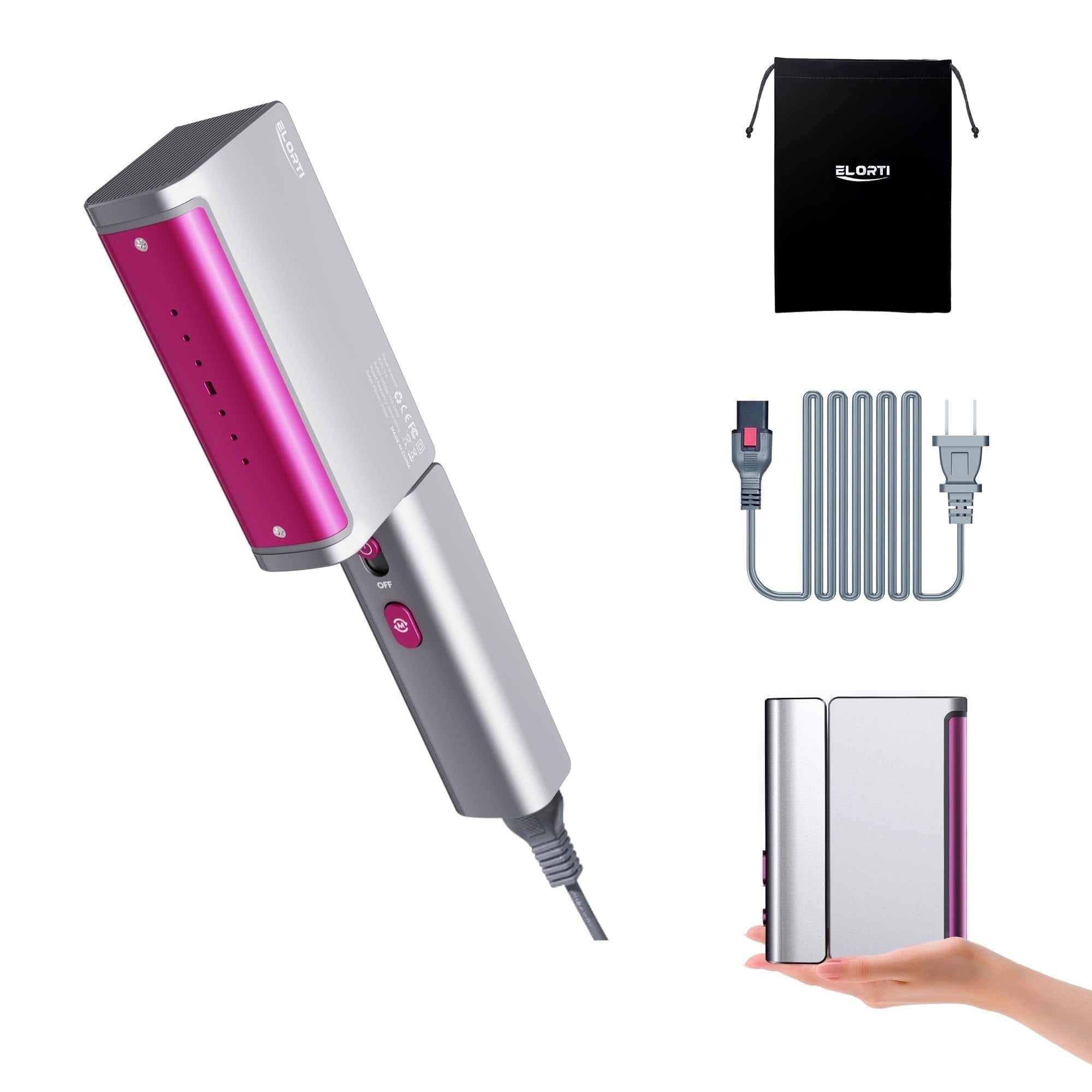 Hulmay 1200W Travel Steamer for Clothes, Portable Handheld Garment Wrinkle Remover with 15s Fast Heat-Up & Foldable Design