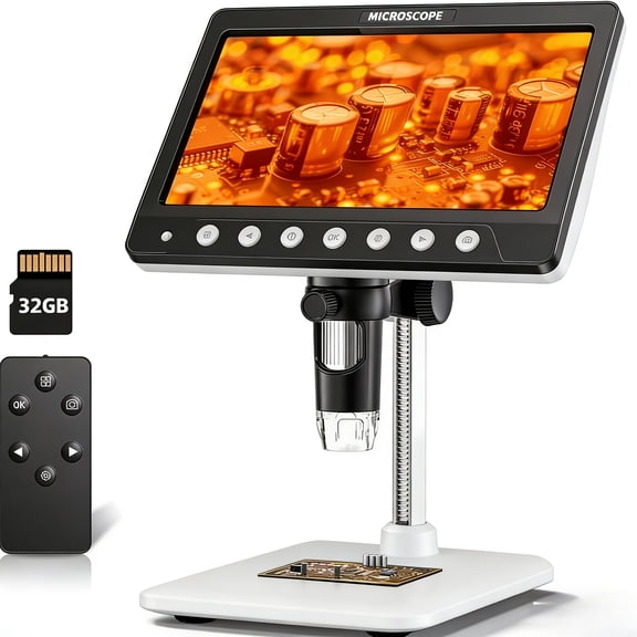 1200X HD Digital Microscope with 6.5" IPS Screen, 1080P, 8 LED Lights, Portable for Professional & Home Use