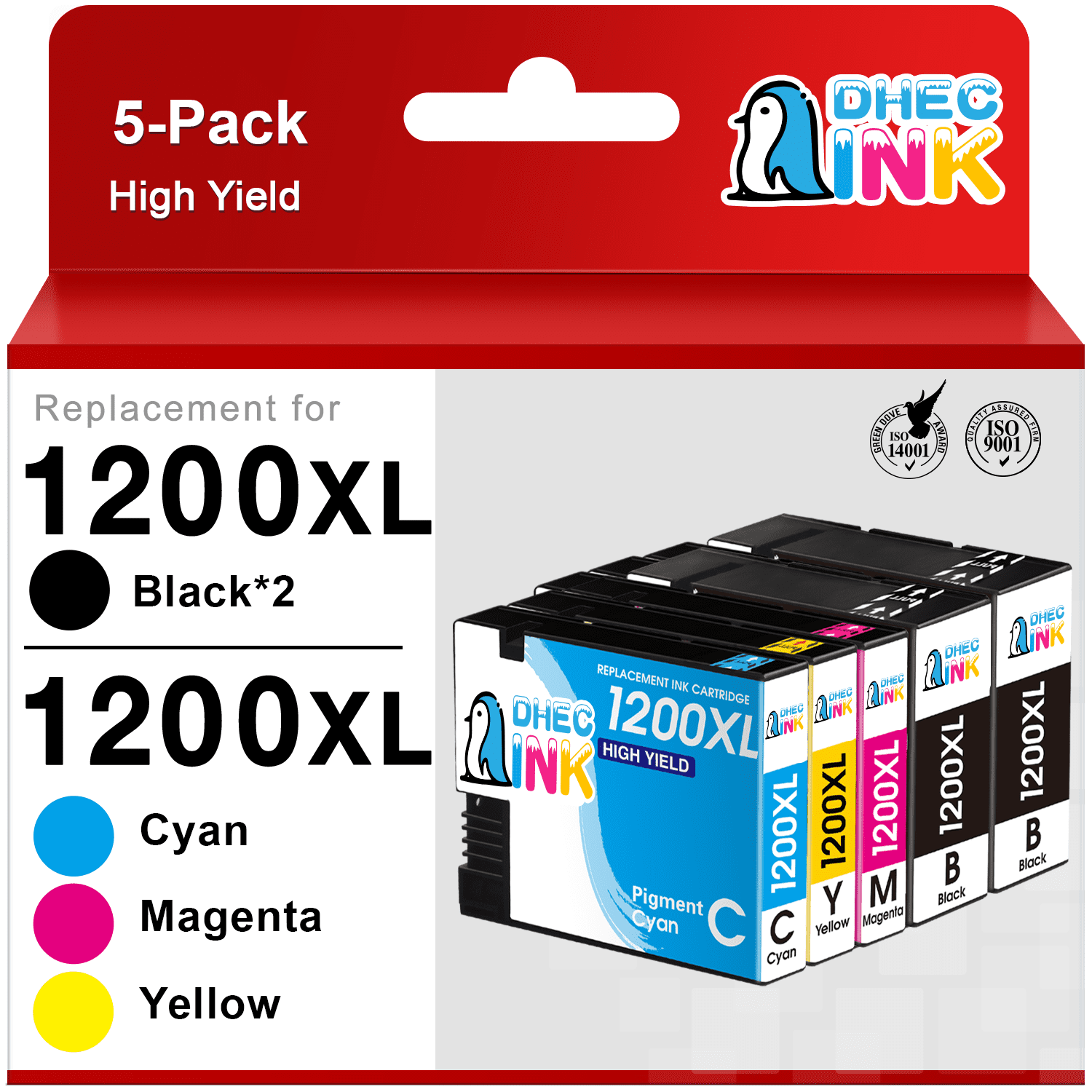 1200 Ink Compatible for Canon 1200XL PGI 1200 Ink Cartridges for Maxify Printer MB2720 MB2320 MB2700 MB2050 (5 Pack)