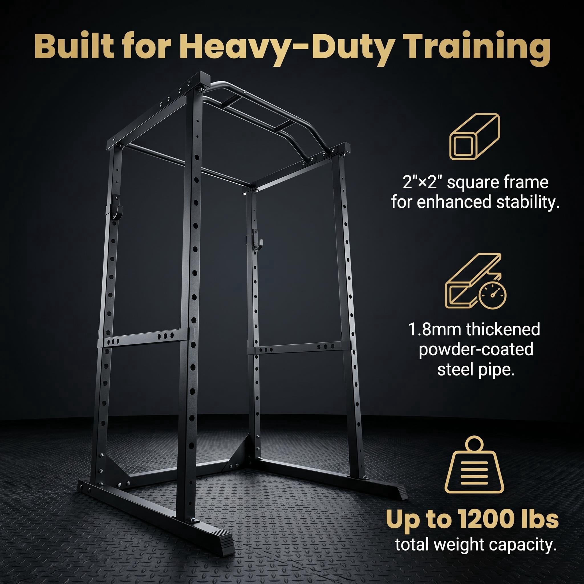 1200lbs Heavy Duty Power Cage, Black Adjustable Squat Rack with Safety ...
