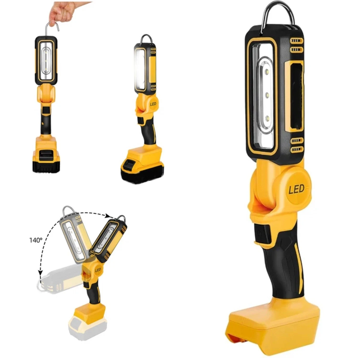 dewalt 1000 lumen led spotlight rechargeable battery flashlight 1000LM Cordless Light for 20V MAX Lithium-ion Battery, Portable with USB & Type-C Port, 19W LED Work Light Use for Emergencies, Camping, Outdoor, Indoor This pivoting head also allows for hands DeWalt 1000 lm LED Rechargeable
